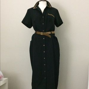Vintage Dress -Bobbi Bee Maxi - Black/Leopard
